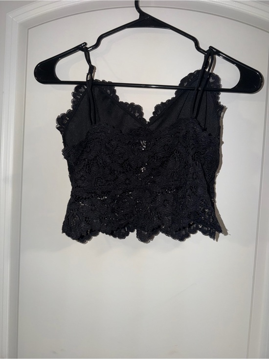 Essentials Tops - Essentials Black Lace Cropped Camisole
